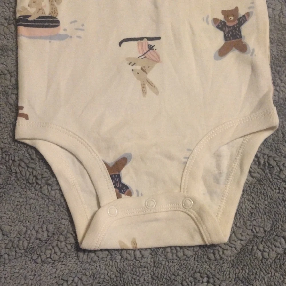 Carter's Cream Long-Sleeve Baby One-Piece with Woodland Winter Prints - Picture 7 of 8
